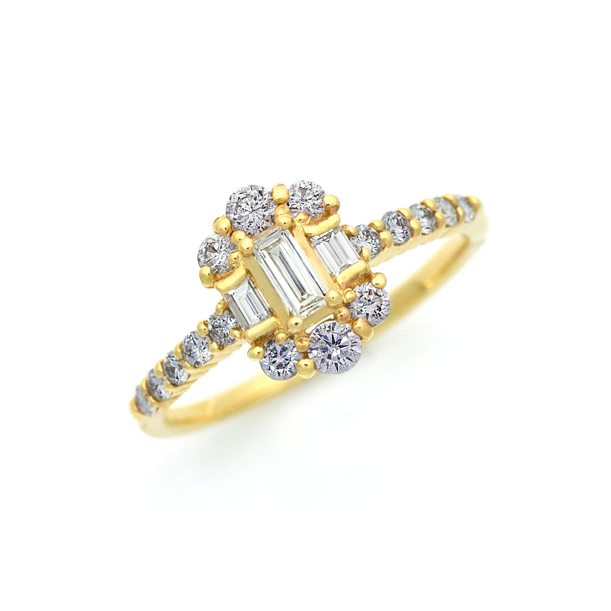 pt950 / 18K ダイヤモンド 0.5ct. up バケットカット パヴェ リング 