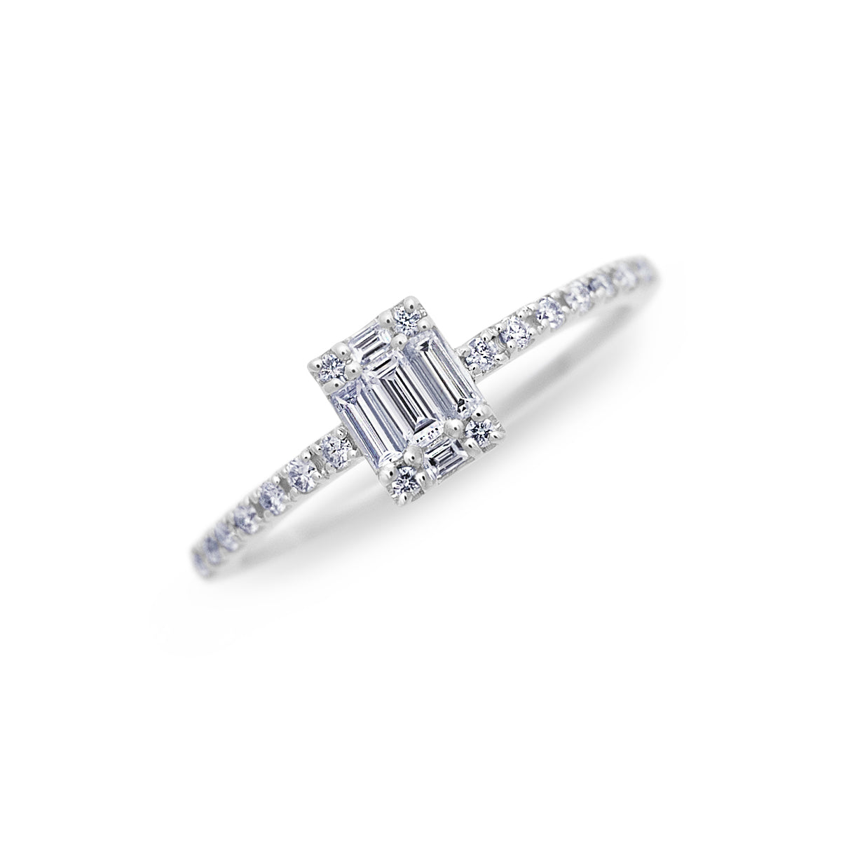 pt900 / 18K ダイヤモンド 0.25ct. up バケットカット パヴェ リング