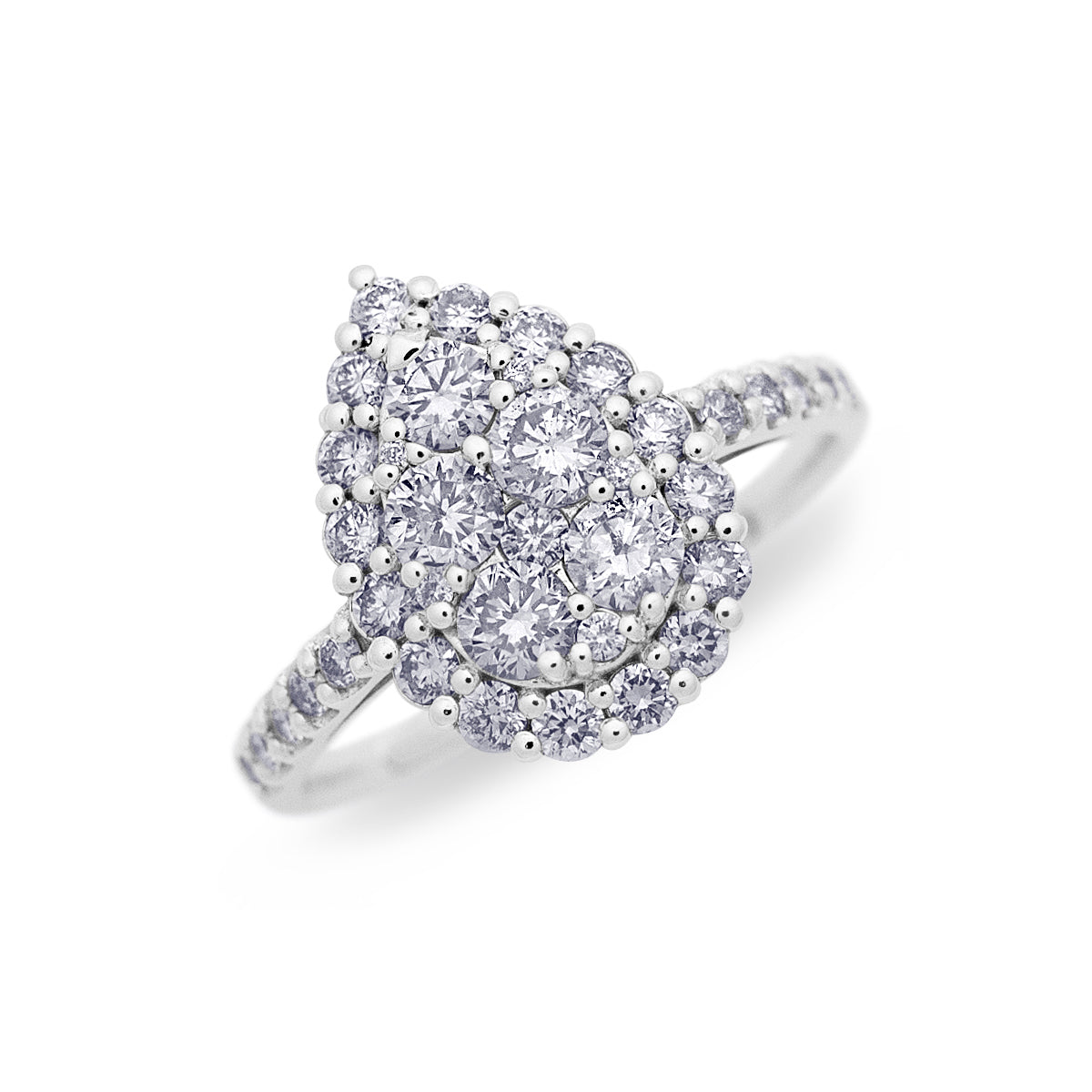 pt900 / 18K Diamond 1.0ct. Pear Shape Pave Ring Platinum/Gold