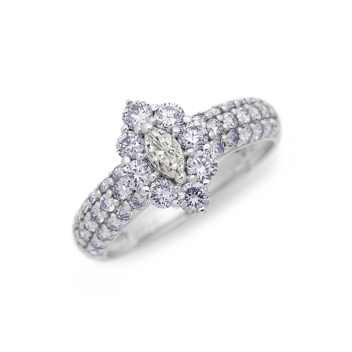 pt950 / 18K ダイヤモンド 1.0ct. マーキスシェイプ パヴェリング 
