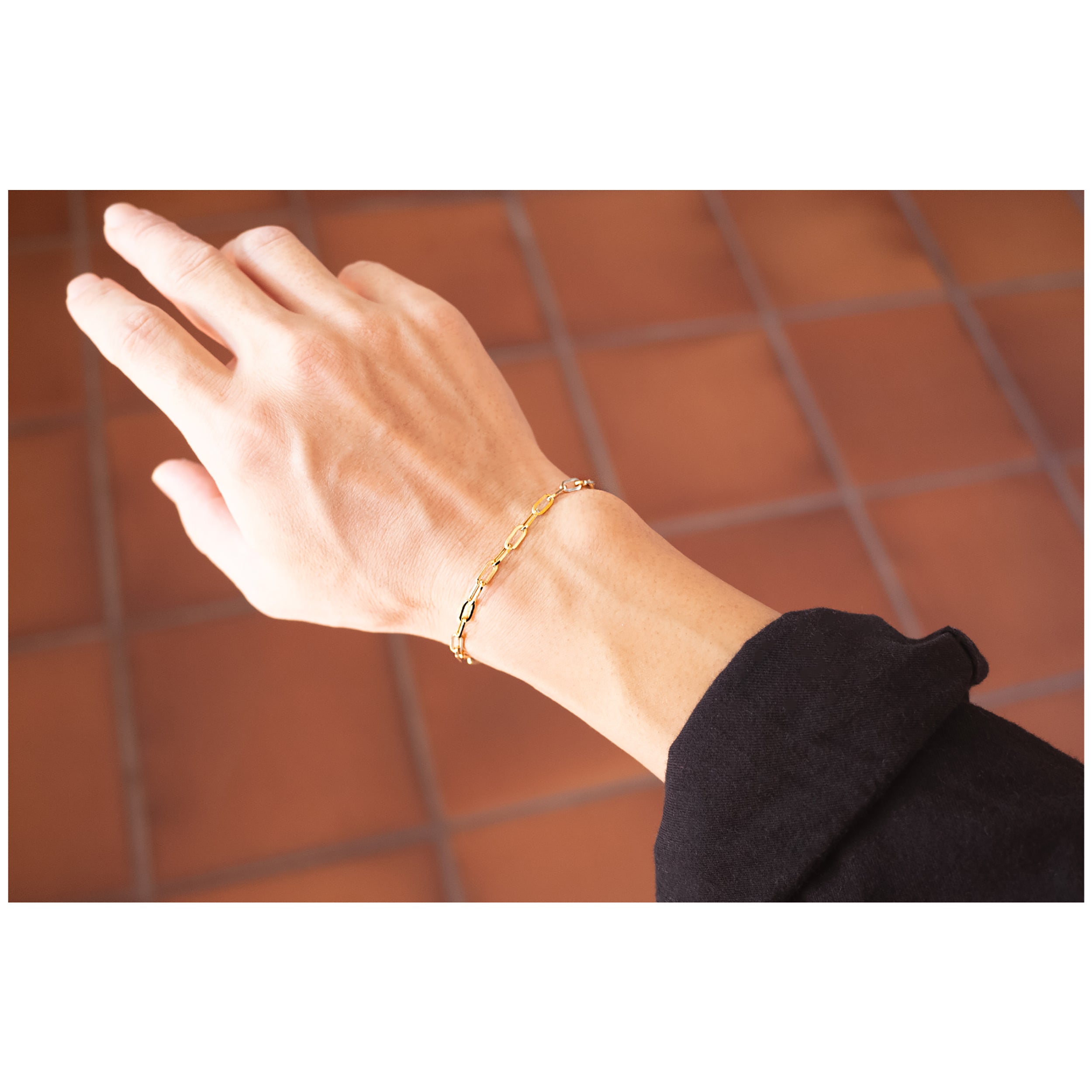 18K フラットボックス チェーン ブレスレット 3.6mm ゴールド