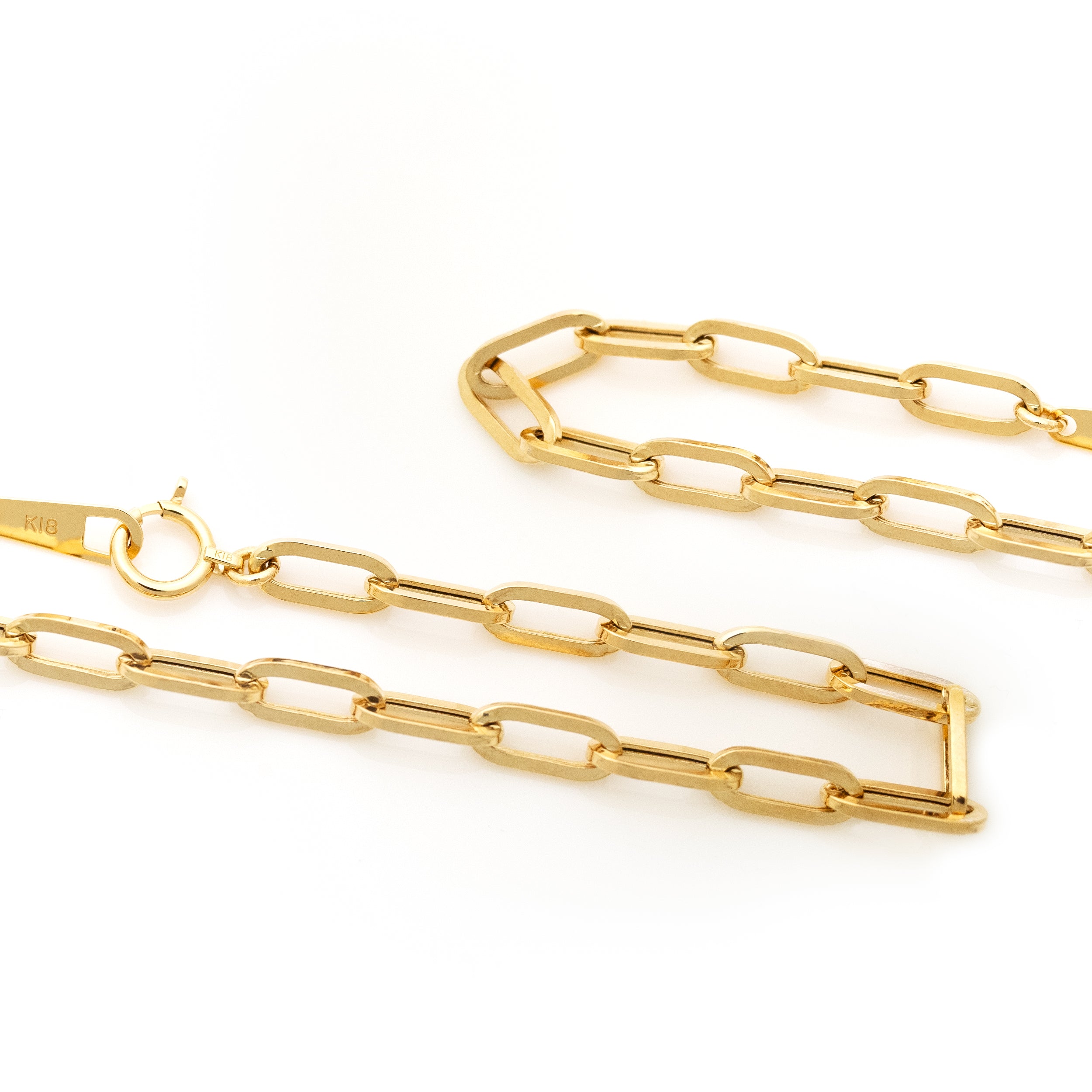 18K フラットボックス チェーン ブレスレット 3.6mm ゴールド