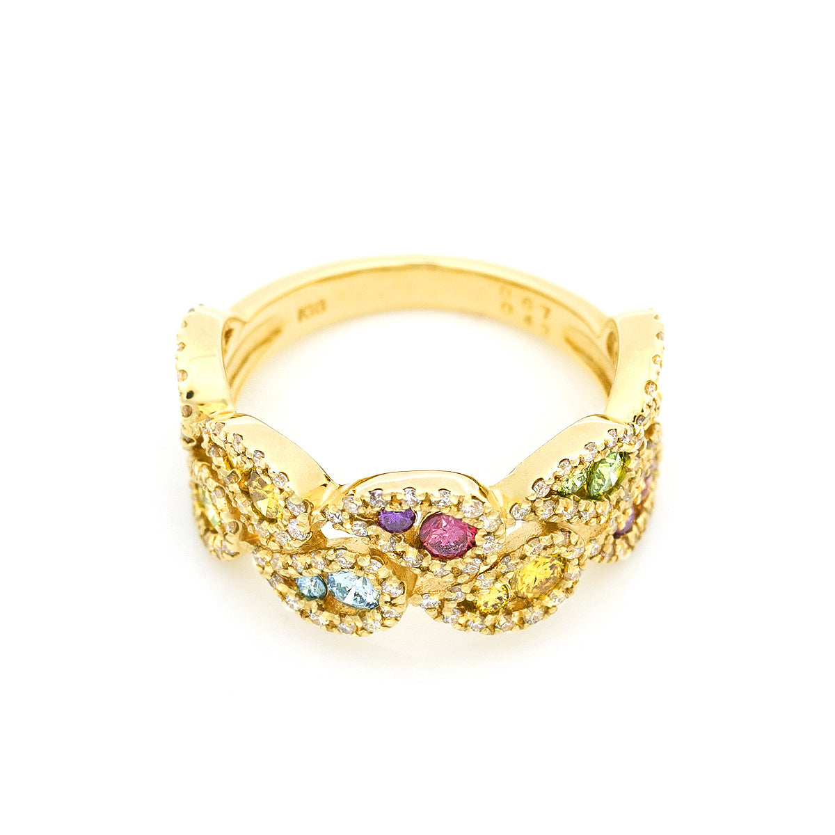 pt900 / 18K マルチカラーダイヤモンド 1.10ct. パヴェ リング