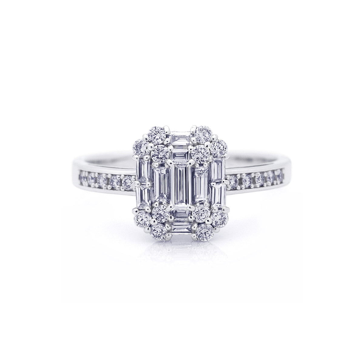 pt900 / 18K ダイヤモンド 0.50ct. up バケットカット パヴェ リング